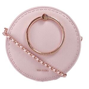 Ted Baker Maddie Circle Leather Crossbody Bag Pink Rose Gold Ring Handle NWT